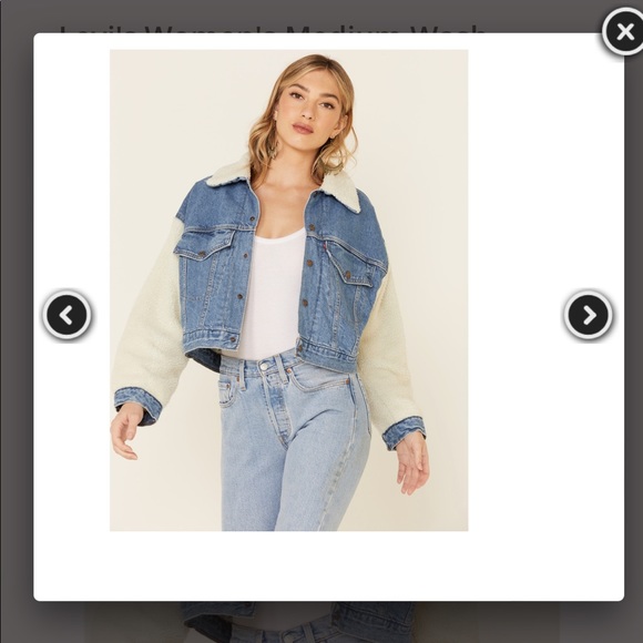 Levi's Sherpa Sleeve Snap-Front Crop Denim Jacket